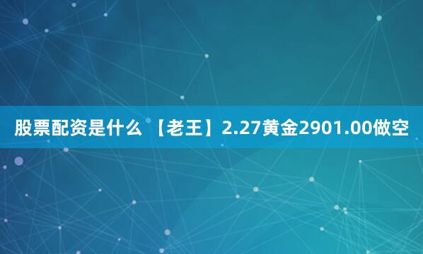 股票配资是什么 【老王】2.27黄金2901.00做空