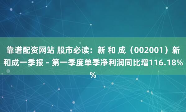 靠谱配资网站 股市必读：新 和 成（002001）新和成一季报 - 第一季度单季净利润同比增116.18%