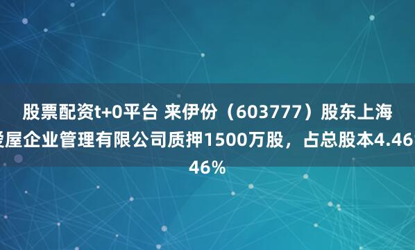 股票配资t+0平台 来伊份（603777）股东上海爱屋企业管理有限公司质押1500万股，占总股本4.46%