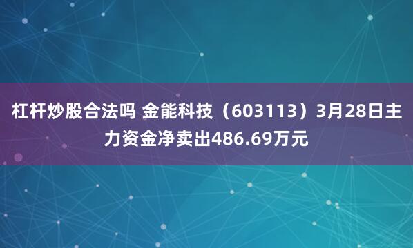杠杆炒股合法吗 金能科技（603113）3月28日主力资金净卖出486.69万元