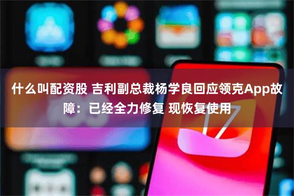 什么叫配资股 吉利副总裁杨学良回应领克App故障：已经全力修复 现恢复使用